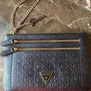 Black and Gold Guess Wristlet Purse